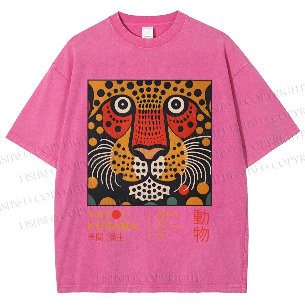 Unisex Yayoi Kusama Tiger Printed Washed Tee