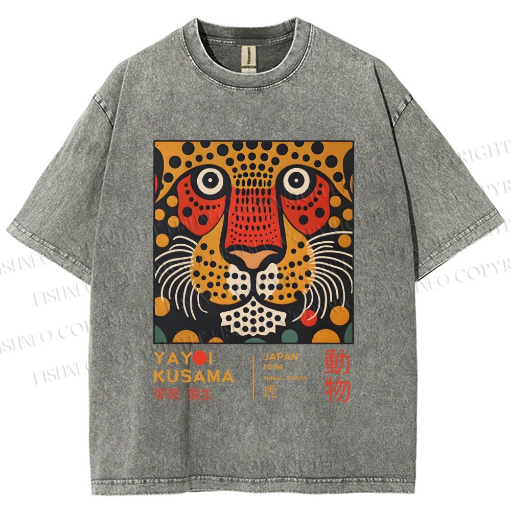 Unisex Yayoi Kusama Tiger Printed Washed Tee