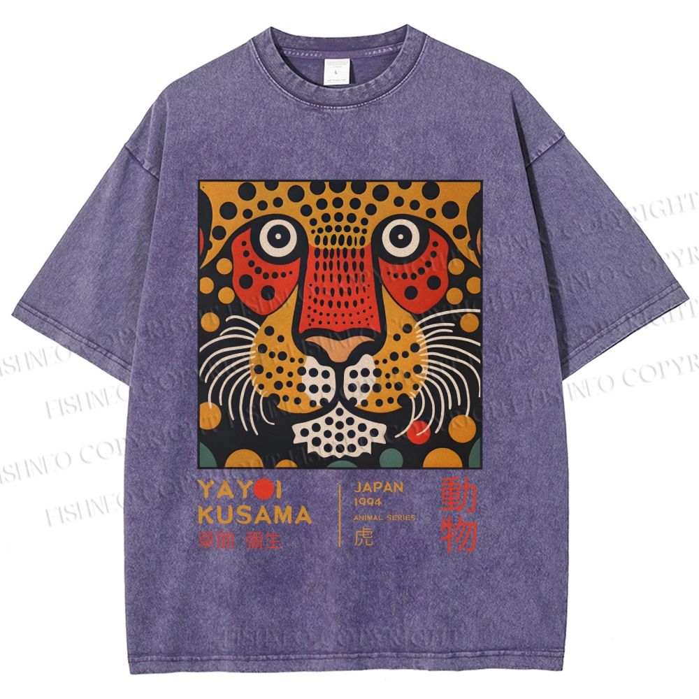 Unisex Yayoi Kusama Tiger Printed Washed Tee