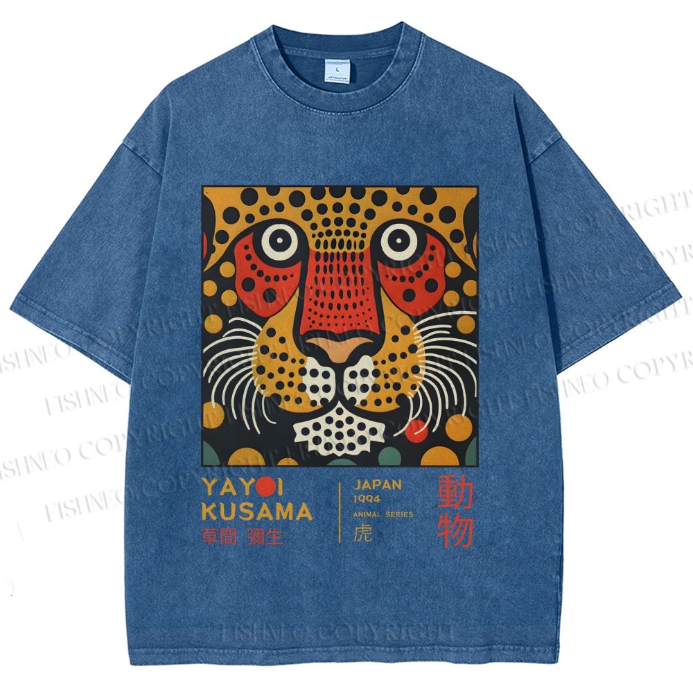 Unisex Yayoi Kusama Tiger Printed Washed Tee