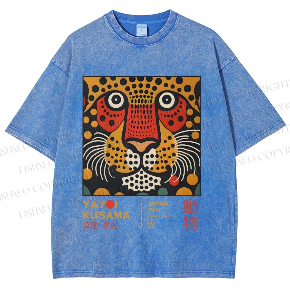 Unisex Yayoi Kusama Tiger Printed Washed Tee