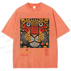 Unisex Yayoi Kusama Tiger Printed Washed Tee
