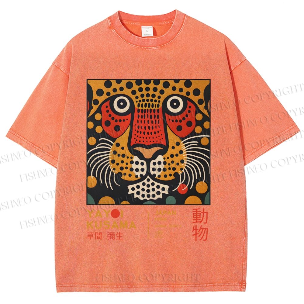 Unisex Yayoi Kusama Tiger Printed Washed Tee