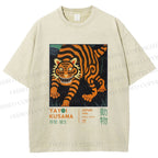 Unisex Yayoi Kusama Weird Tiger Printed Washed Tee