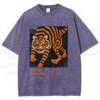 Unisex Yayoi Kusama Weird Tiger Printed Washed Tee