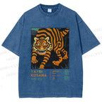 Unisex Yayoi Kusama Weird Tiger Printed Washed Tee