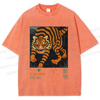 Unisex Yayoi Kusama Weird Tiger Printed Washed Tee