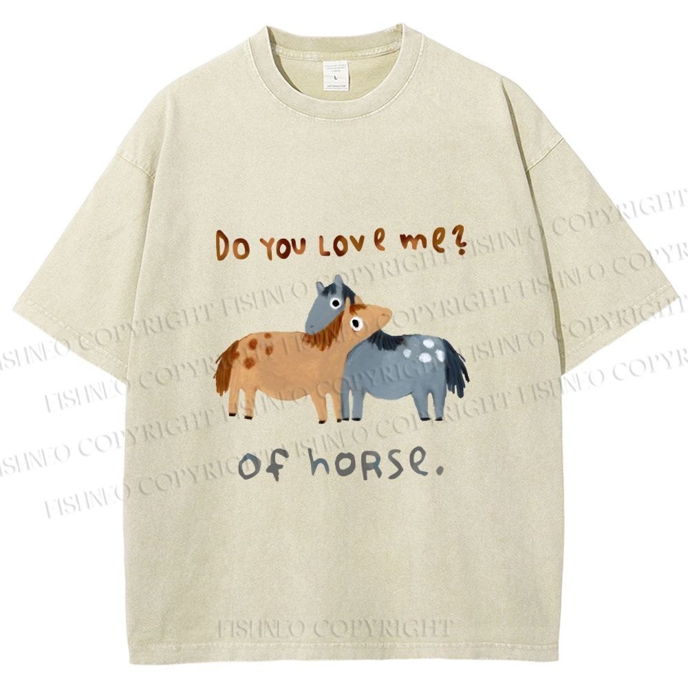 Unisex Of Horse Love You Printed Washed Tee