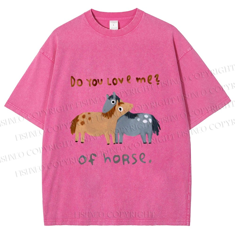 Unisex Of Horse Love You Printed Washed Tee