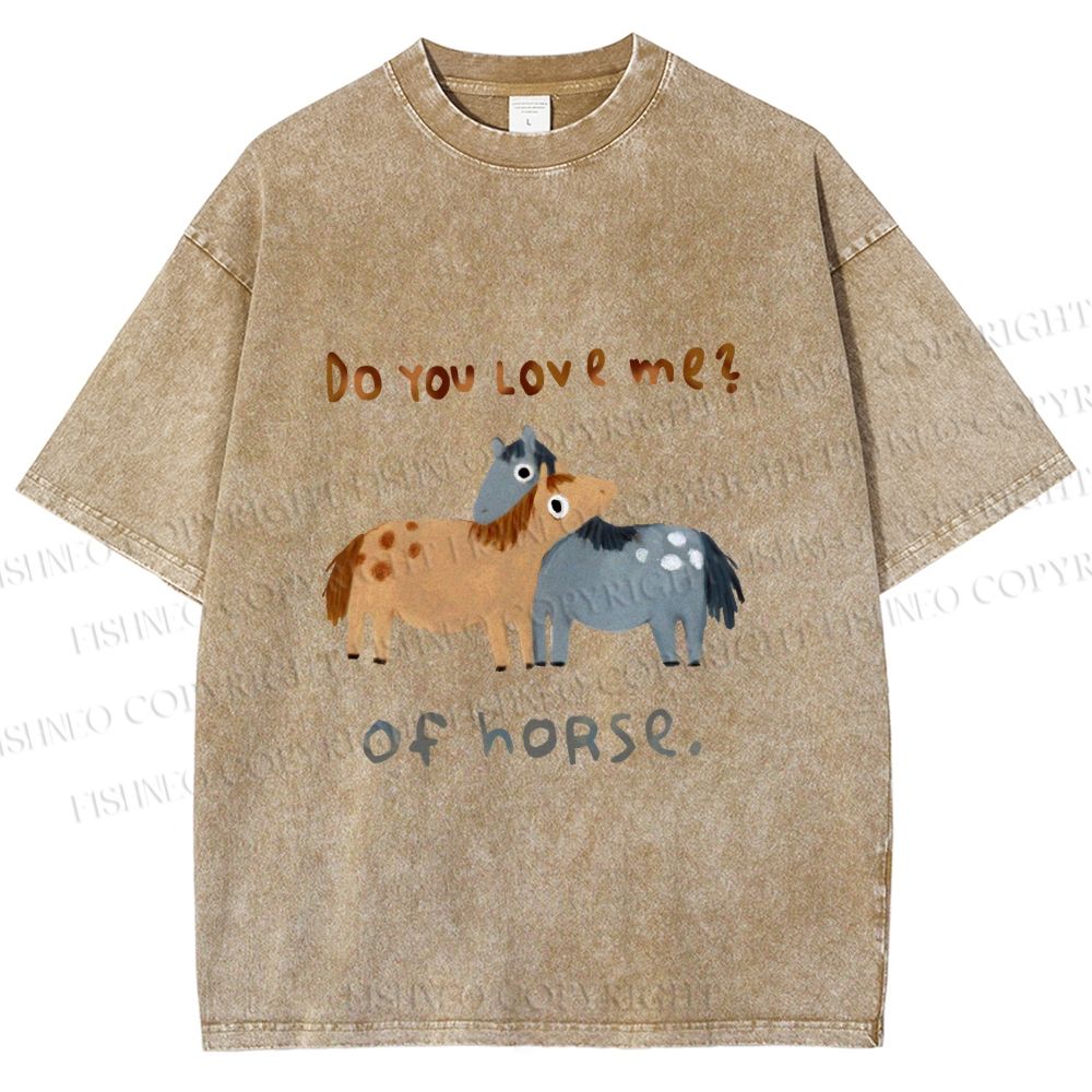 Unisex Of Horse Love You Printed Washed Tee