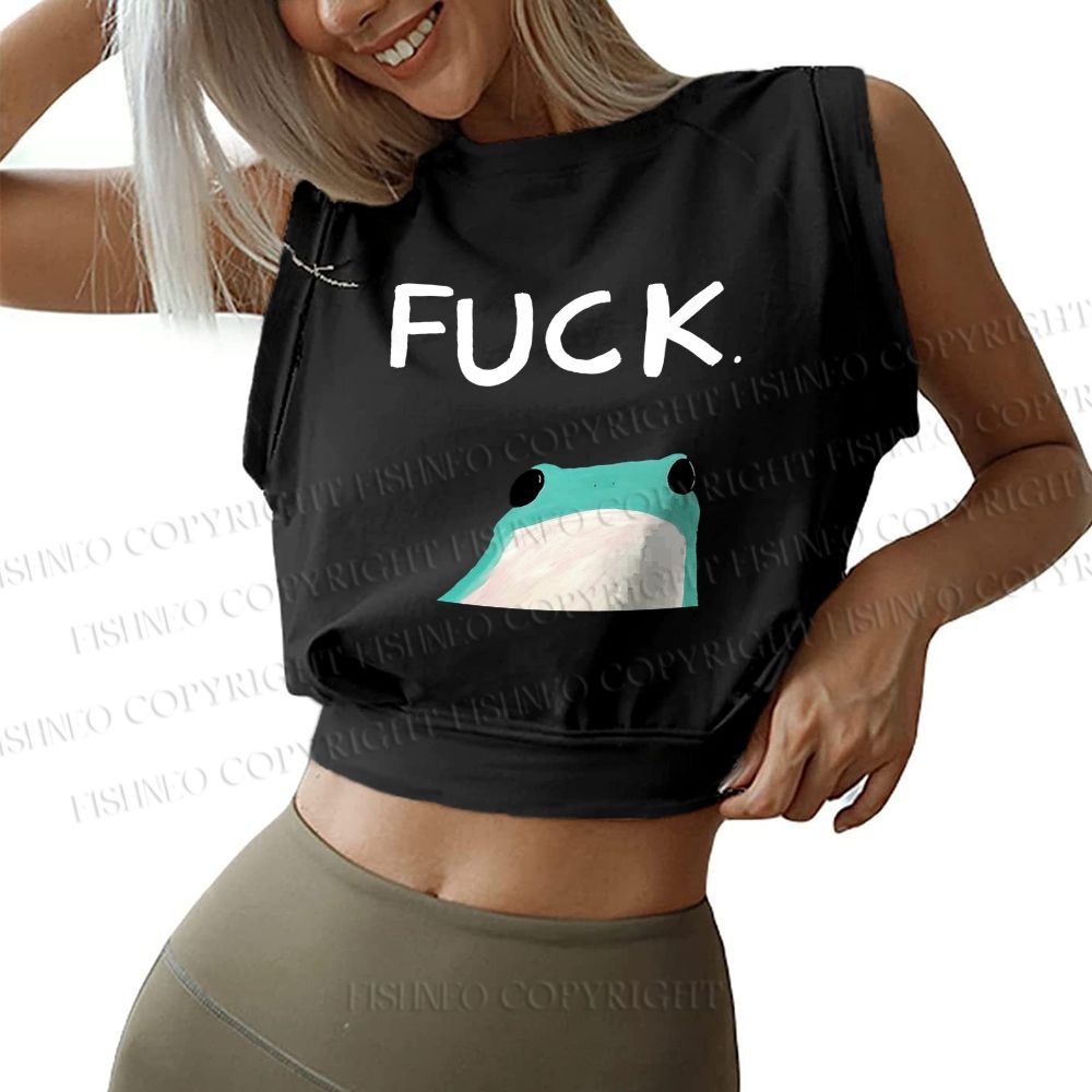 Fuck Frog Sleeveless Crop Tops