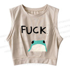 Fuck Frog Sleeveless Crop Tops