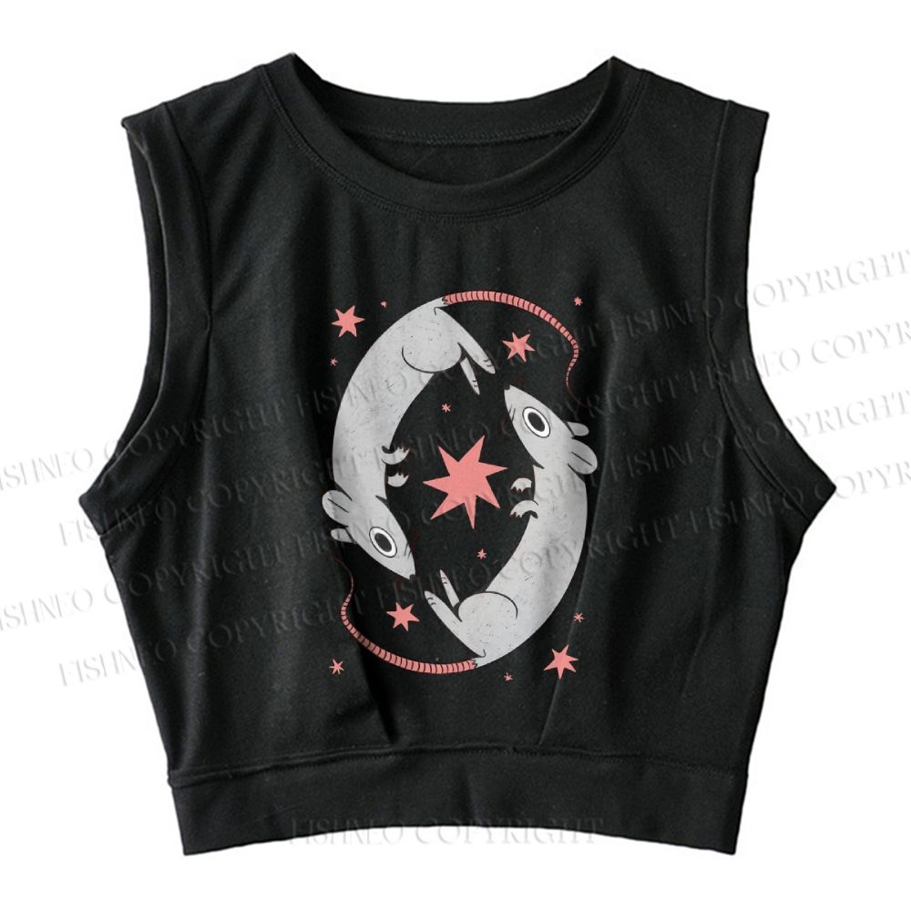 Rats With Star Sleeveless Crop Tops