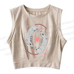 Rats With Star Sleeveless Crop Tops