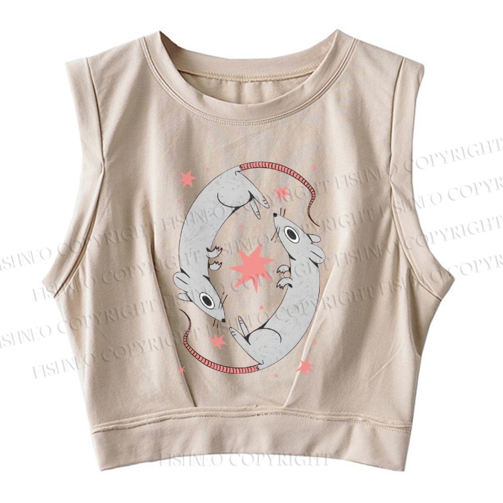 Rats With Star Sleeveless Crop Tops