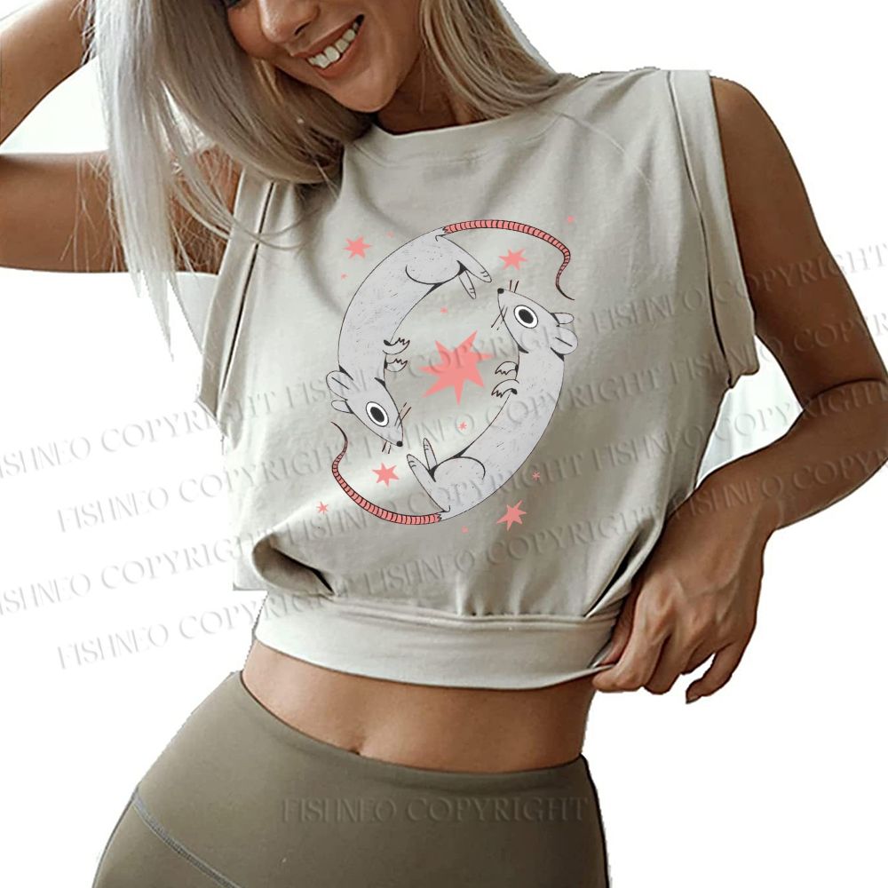Rats With Star Sleeveless Crop Tops