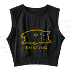 Laying Cat Existing Sleeveless Crop Tops