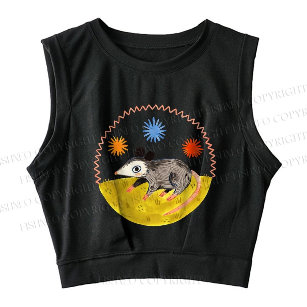 Cute Opossum Sleeveless Crop Tops