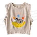 Cute Opossum Sleeveless Crop Tops