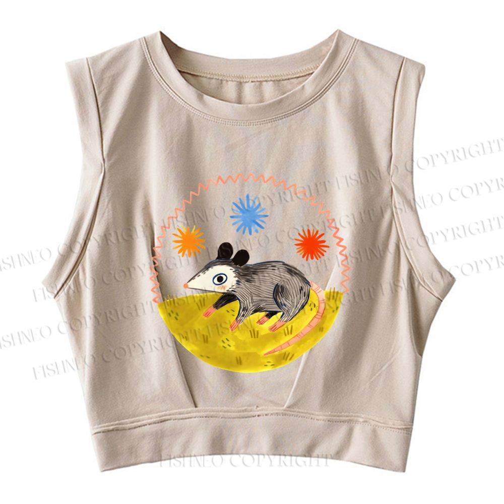 Cute Opossum Sleeveless Crop Tops