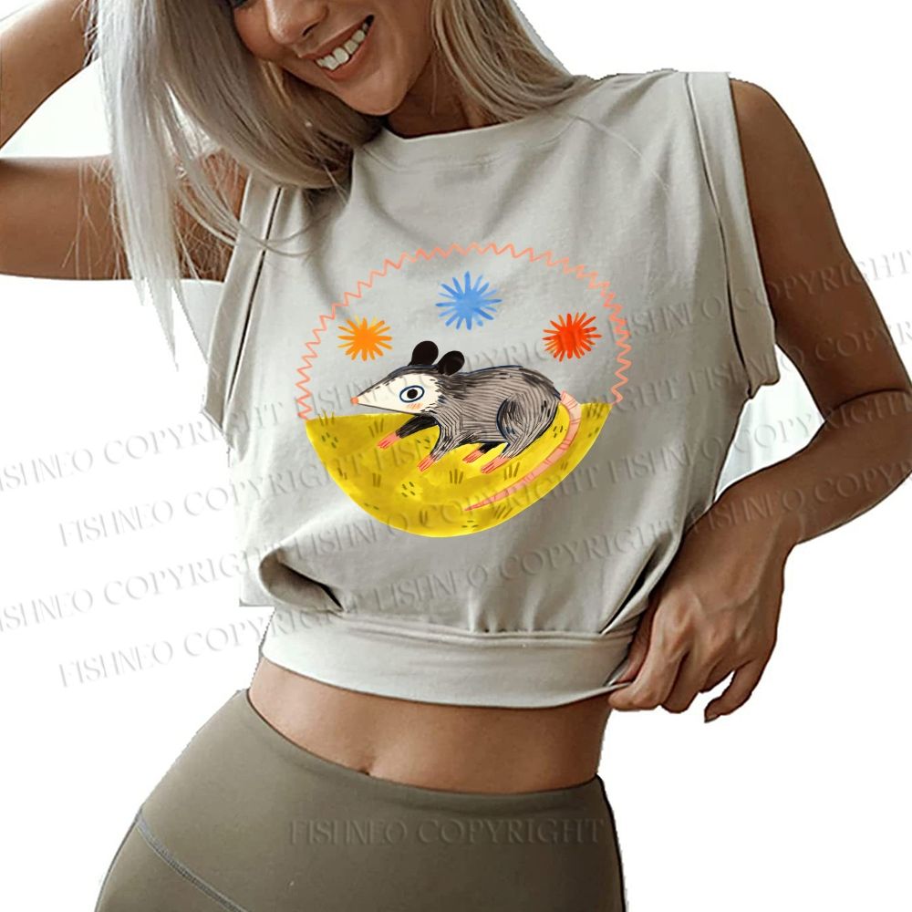 Cute Opossum Sleeveless Crop Tops