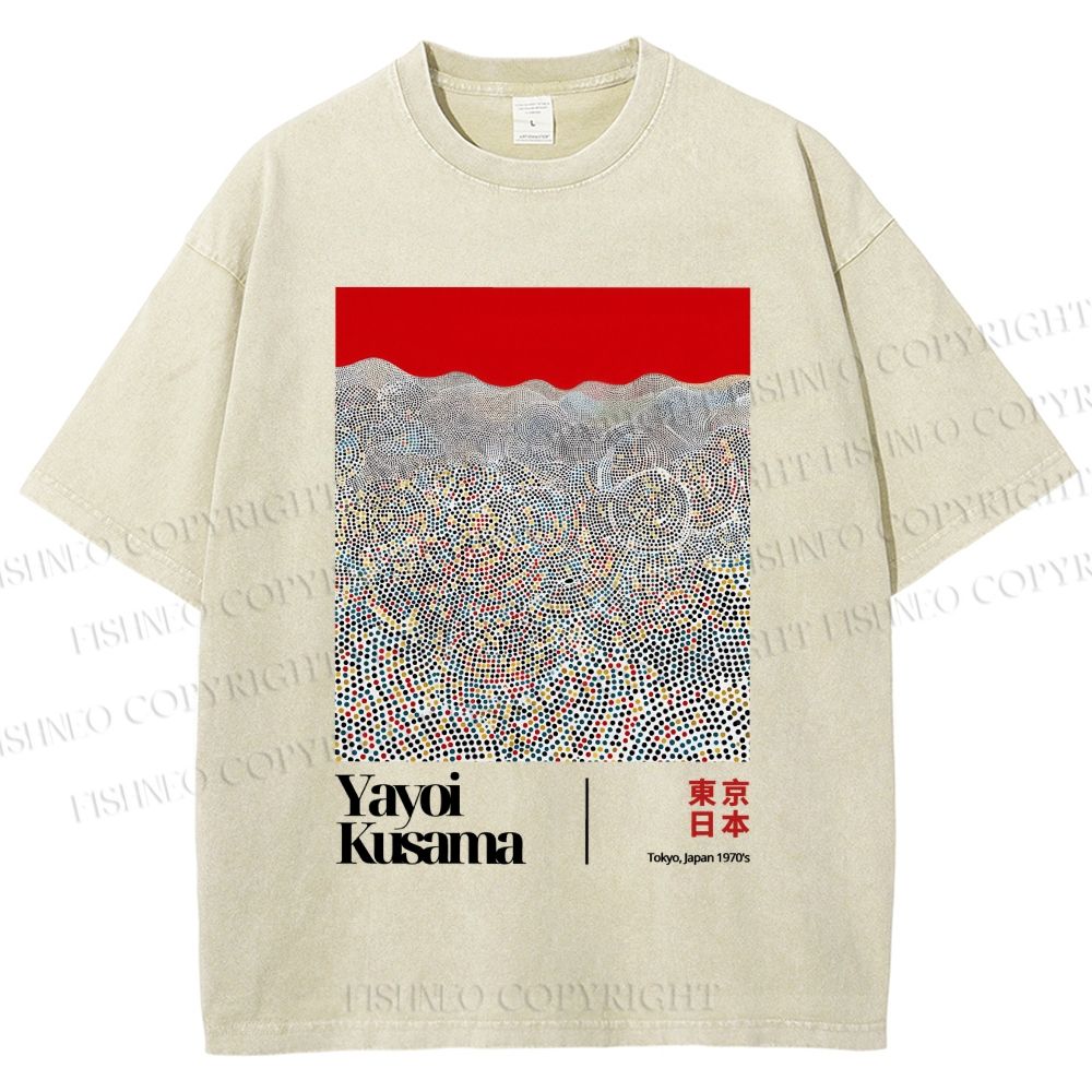 Unisex Yayoi Kusama Dots Printed Washed Tee