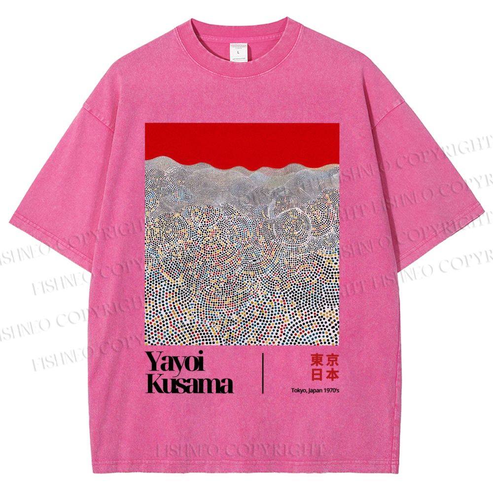 Unisex Yayoi Kusama Dots Printed Washed Tee