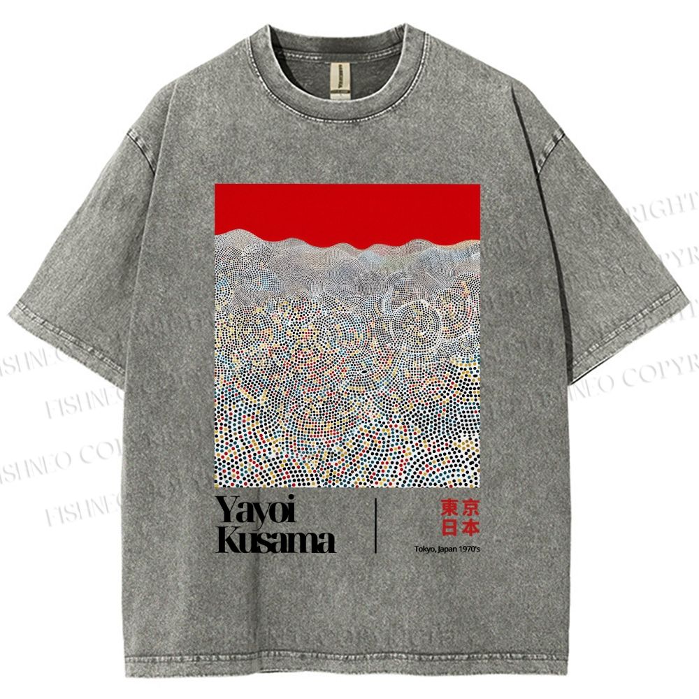 Unisex Yayoi Kusama Dots Printed Washed Tee