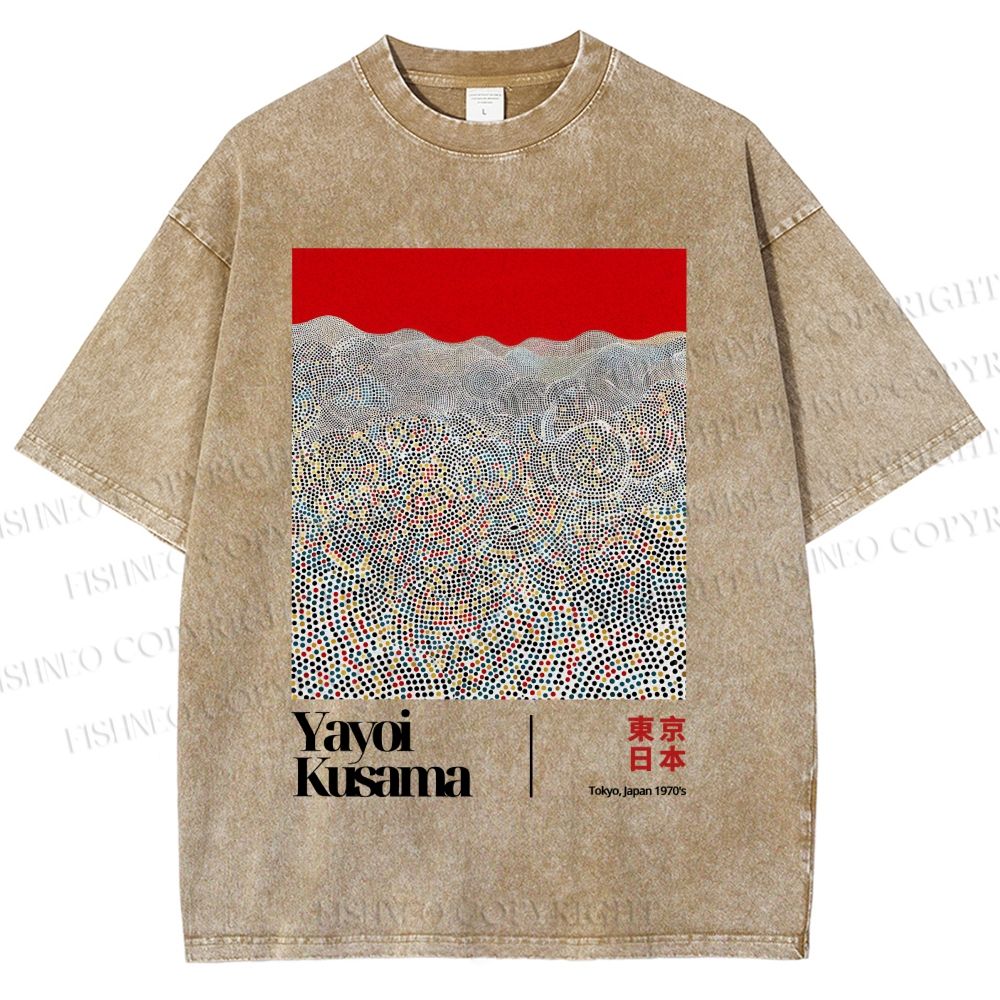 Unisex Yayoi Kusama Dots Printed Washed Tee