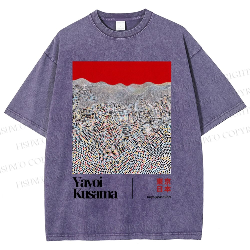 Unisex Yayoi Kusama Dots Printed Washed Tee