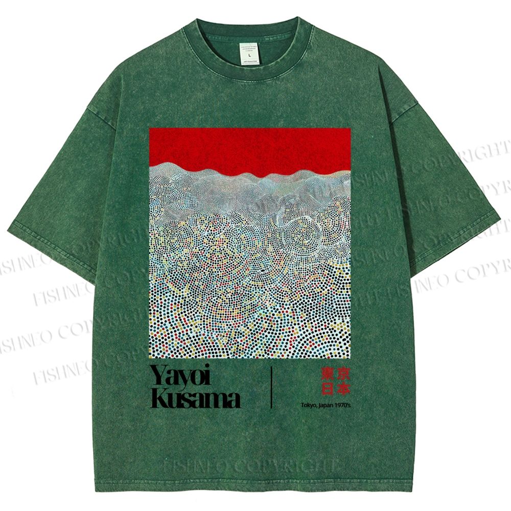 Unisex Yayoi Kusama Dots Printed Washed Tee