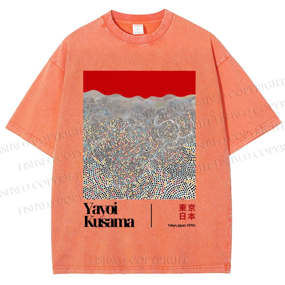 Unisex Yayoi Kusama Dots Printed Washed Tee