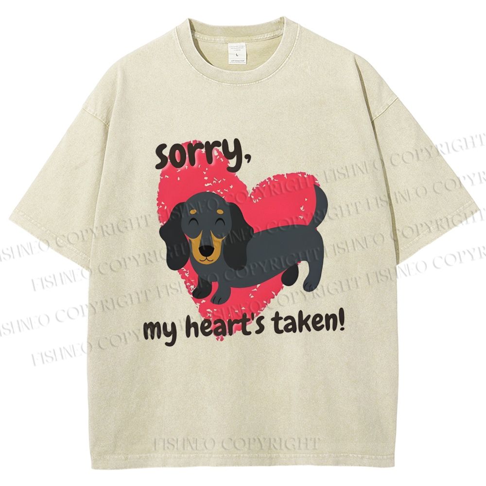 Unisex Sorry My Heart't Taken Dog Printed Washed Tee