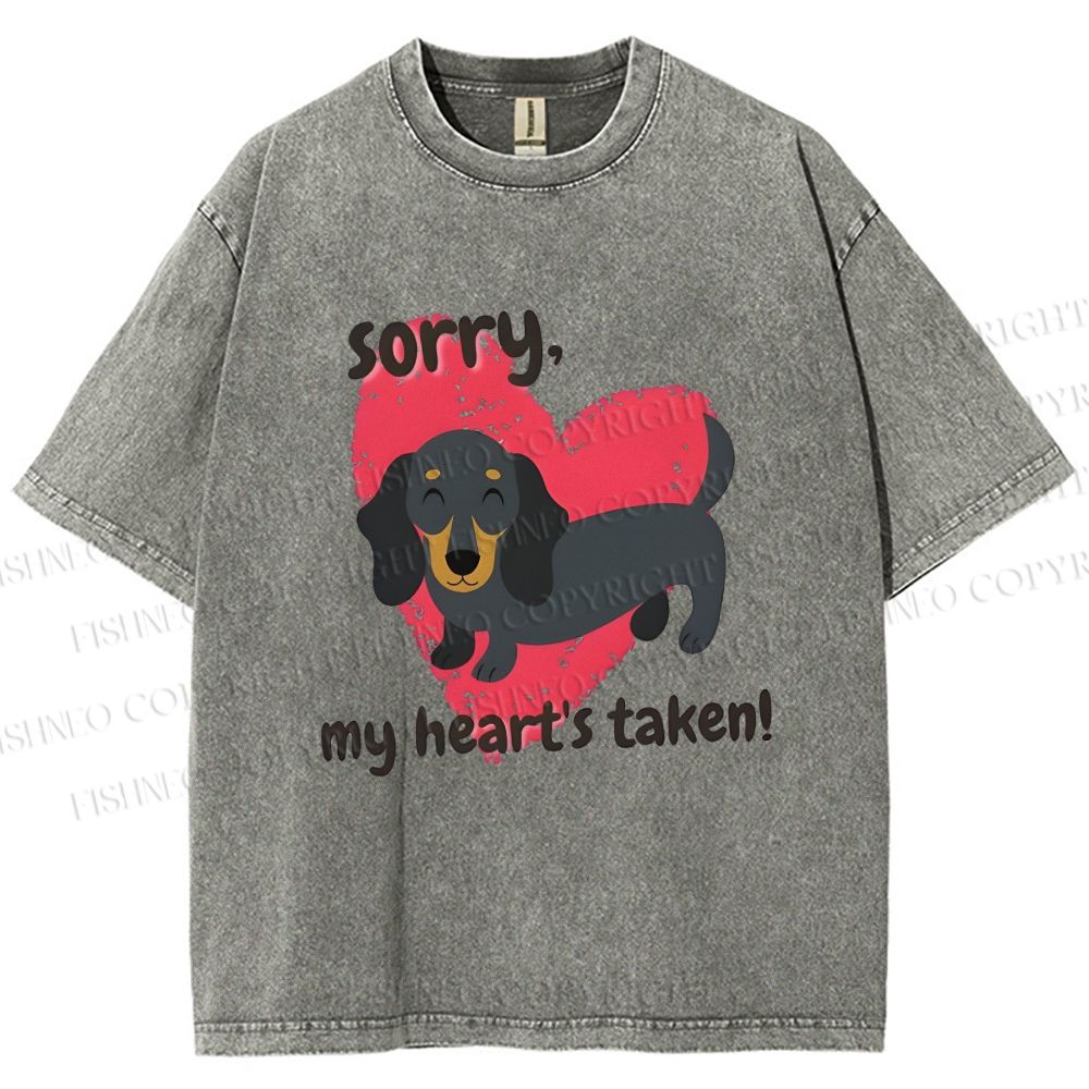 Unisex Sorry My Heart't Taken Dog Printed Washed Tee