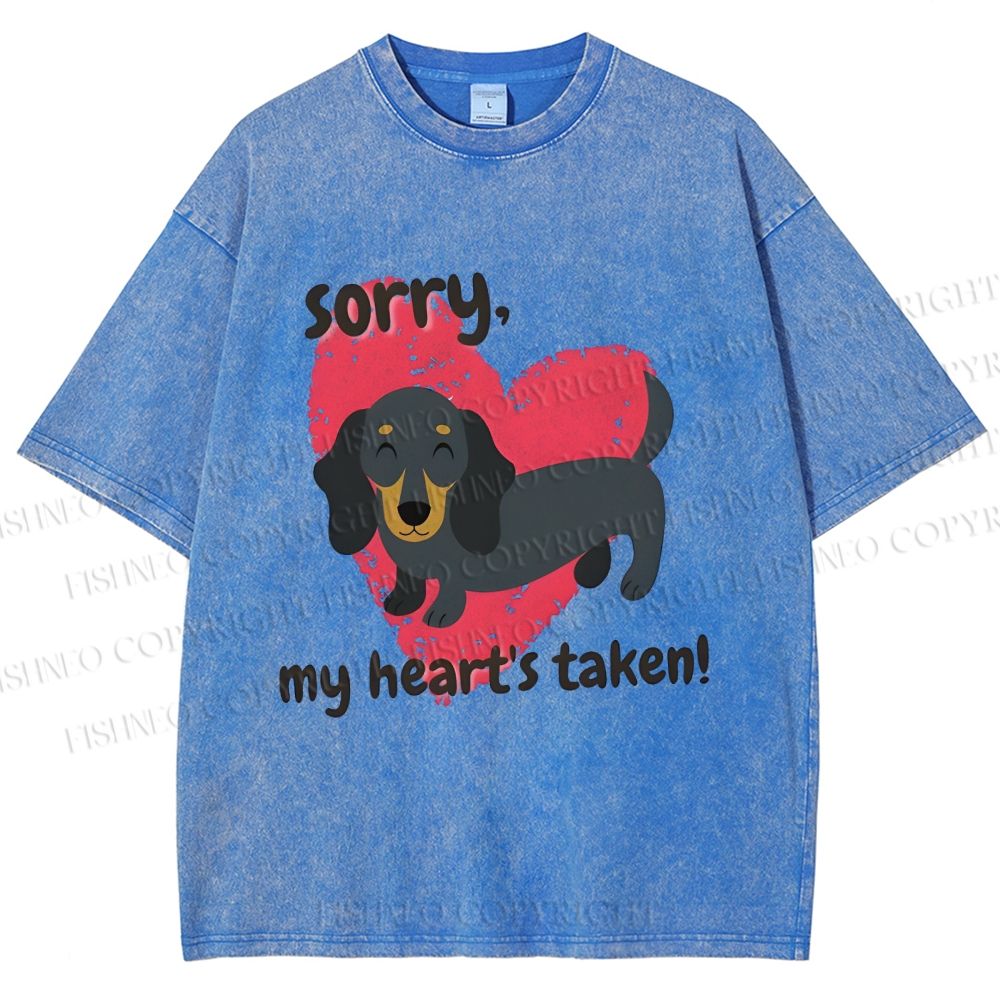 Unisex Sorry My Heart't Taken Dog Printed Washed Tee