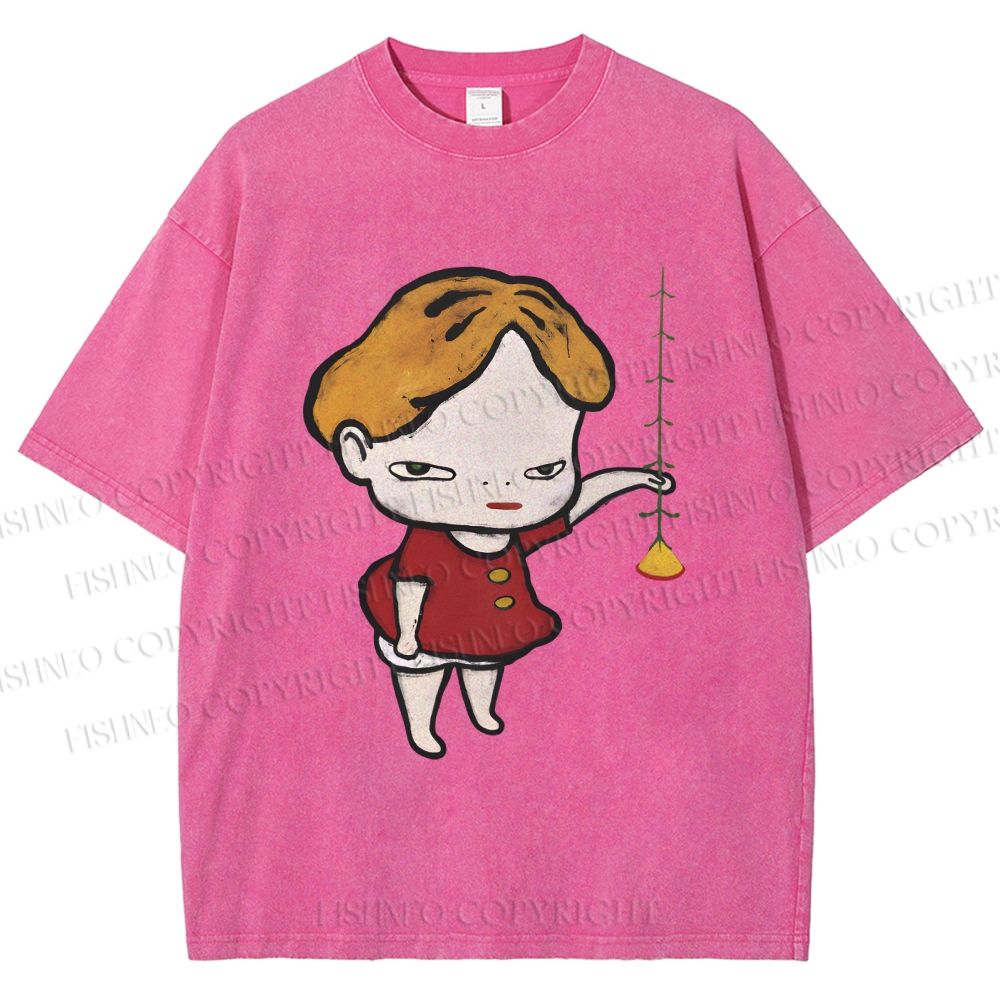 Unisex Yoshitomo Nara Lampflower Girl Printed Washed Tee