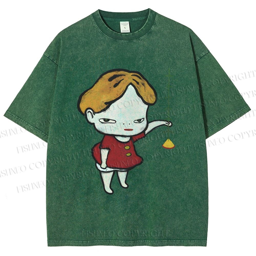 Unisex Yoshitomo Nara Lampflower Girl Printed Washed Tee