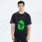 Unisex Alien Printed Washed Tee