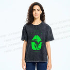Unisex Alien Printed Washed Tee