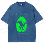 Unisex Alien Printed Washed Tee