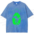 Unisex Alien Printed Washed Tee