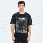 Unisex Alien Printed Washed Tee
