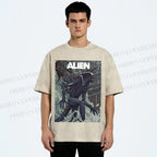 Unisex Alien Printed Washed Tee