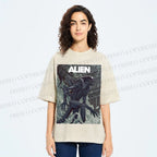 Unisex Alien Printed Washed Tee