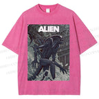 Unisex Alien Printed Washed Tee