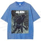 Unisex Alien Printed Washed Tee
