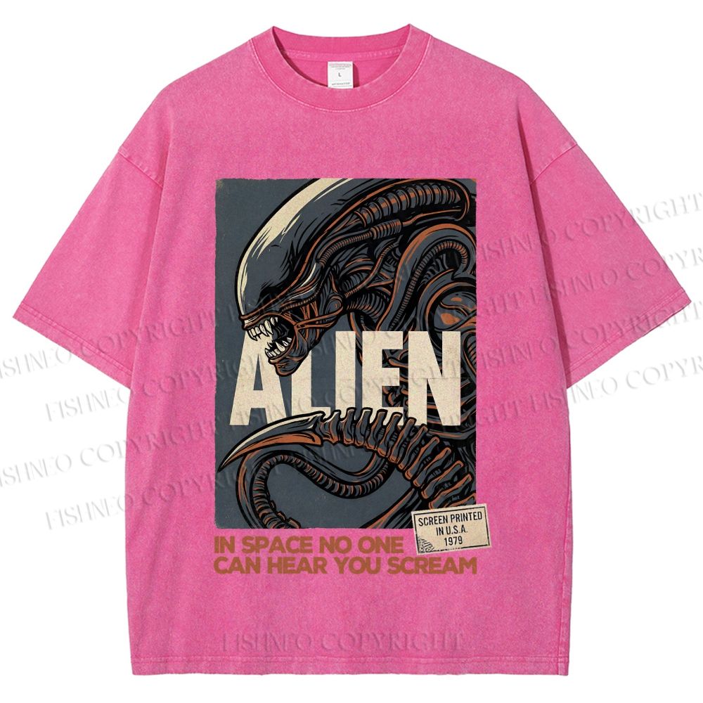 Unisex Alien In Space No one can Hear you Scream Printed Washed Tee