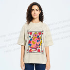 Unisex Valentine's Day Heart Cat Printed Washed Tee