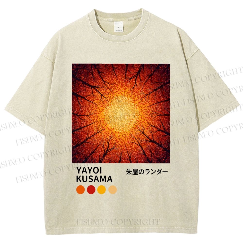 Unisex Yayoi Kusama Autumn Forest Printed Washed Tee