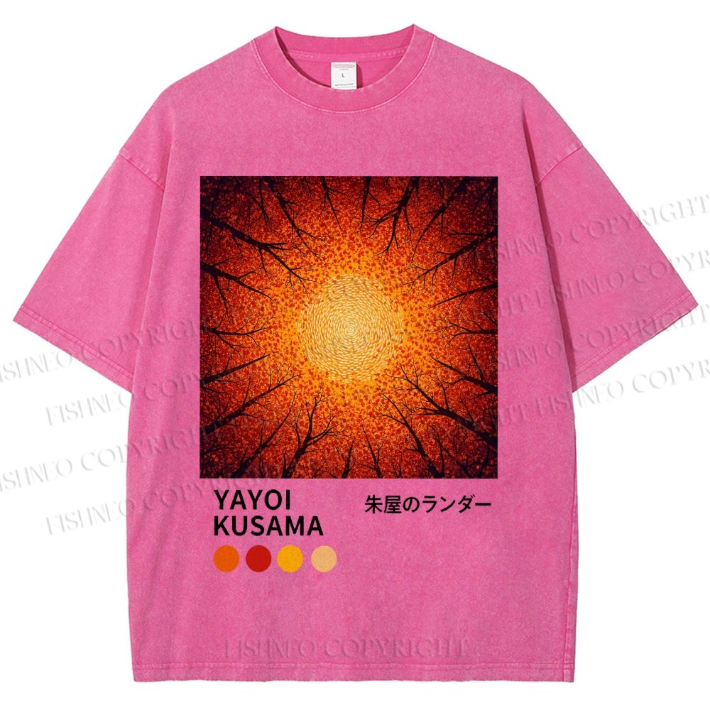 Unisex Yayoi Kusama Autumn Forest Printed Washed Tee